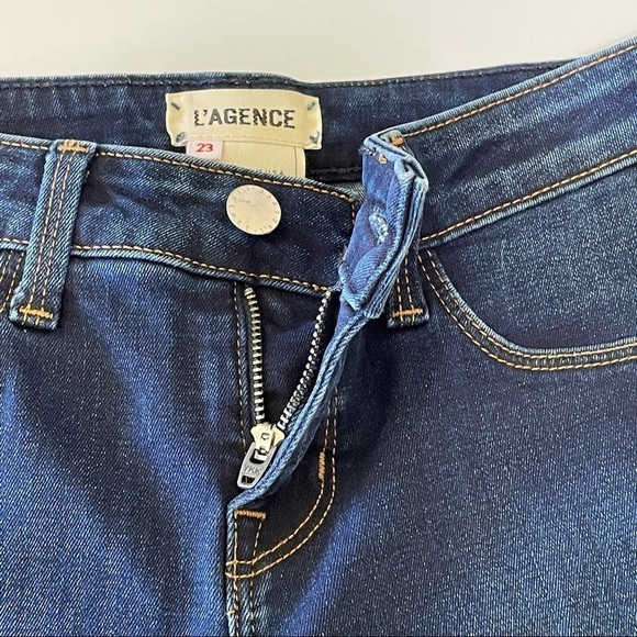 L'Agence Lenna Cropped Baby Flare Mid Rise Denim Dark Wash Jean Size 23 - Picture 10 of 15